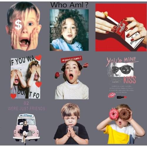 USD Boy Patch Iron on Transfer Patches for Clothing DIY Cigarette T-shirt Washable Clothes Stickers Heat Transfer Vinyl Press