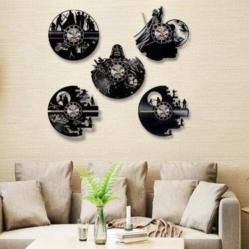 Wars between Stars Series Vinyl Record Wall Clock Creative Retro 7 Colors LED Clocks Home Living Bed Room Decoration