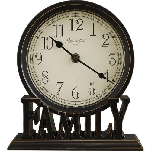 Retro 5 inch Family Love Letter Base Desktop Clock Vintage Table Clock For for Living Room Bedroom Decoration