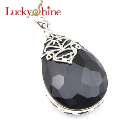 New Luckyshine Luxury Jewelry Huge Water Drop Pendants Natural Black Onyx For Woman Charm Jewelry Necklace Pendants