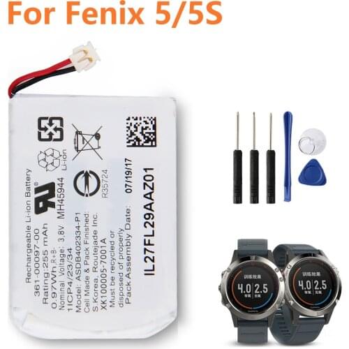 Original Replacement Battery 361-00097-00 For Garmin Fenix 5 Fenix 5S 361-00096-00 Authentic Battery 255mAh