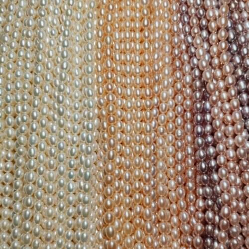 Natural Freshwater Pearl Choker Necklace 6-7mm Rice Shape For Women DIY Jewelry 36cm Single Strand