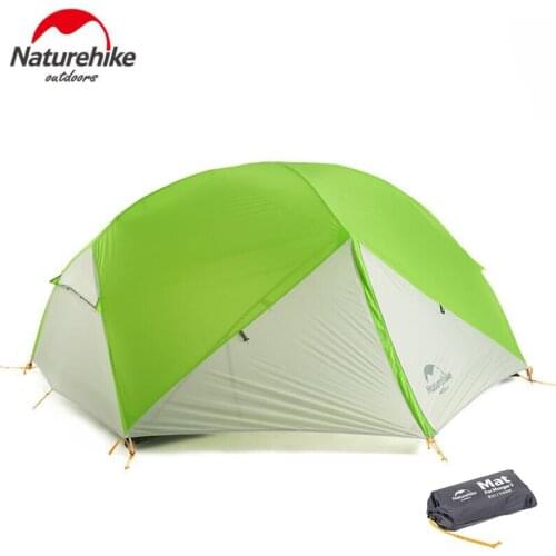 Naturehike 3 Season Mongar 2 Person Camping Tent 20D Silicone Nylon Fabic Double Layer Waterproof Dome Tent Awning Foyer