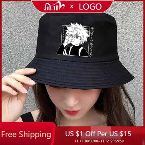 Hunter X Hunter Printed Summer Hat Women Men Panama Bucket Cap The Design Flat Visor Zoldyck Hisoka 90s Anime Fisherman Hat