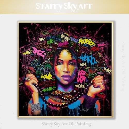 Gifted Artist Hand-painted High Quality Modern Fine Art Black Woman Oil Painting on Canvas Beautiful Black Woman Oil Painting