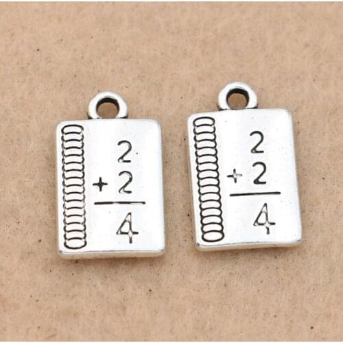 KJjewel Antique Silver Plated Math Notebook Charms Pendants for Jewelry Making Bracelet Accessories Diy 11x17mm 10pcs/lot