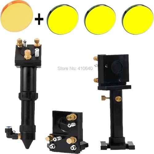 Full Set of Laser Head Laser Len Support Laser Reflection Mirror Holder with 3 Reflective Mirror and 1 Focus Len Co2 Laser Head