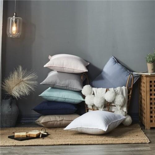 Simple Pure Color Washed Cushion Cover Craft Retro Edge Pressing Pillow Cover Home Bedroom Living Room Sofaover
