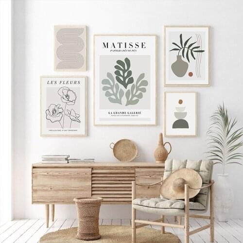 Simple Northern Europe Matisse abstract line plant vase art poster combination adorns picture drawing room picture core