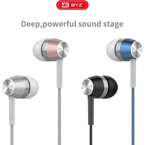 BYZ Stereo Headphone 3.5mm In-Ear Wired Earphones Metal Bass HIFI Earpiece with microphone for iPhone Sony Xiaomi Samsung Huawei