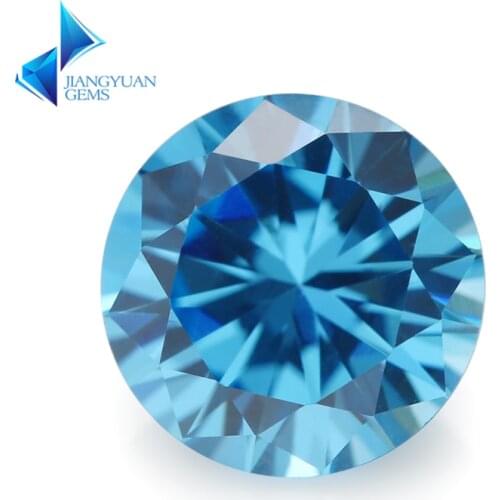 Size 3.0~10mm AAAAA Round Cut CZ Stone European Machine Cut Middle Blue Synthetic Gems Zirconia Stone