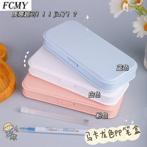 Macaron Color Pp Big Pencil Box Kawaii Pencilcase School Pen Case Supplies School Box Pencils Pouch Stationery School Supplies