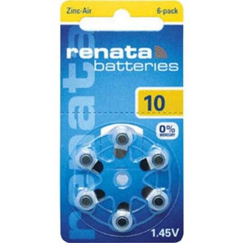 Renata 6pcs/pack 1.45V Renata Maratone Plus Size ZA10 PR70 Zinc Air Battery