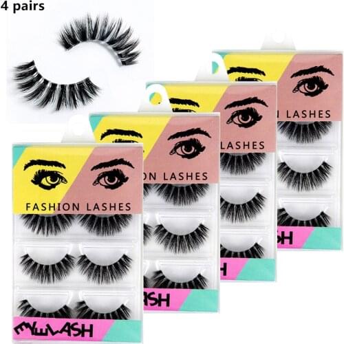 NEW4 pairs mink eyelashes Transparent Terrier false lashes extension mink 3d fake eyelash make up cilios natural long for beauty