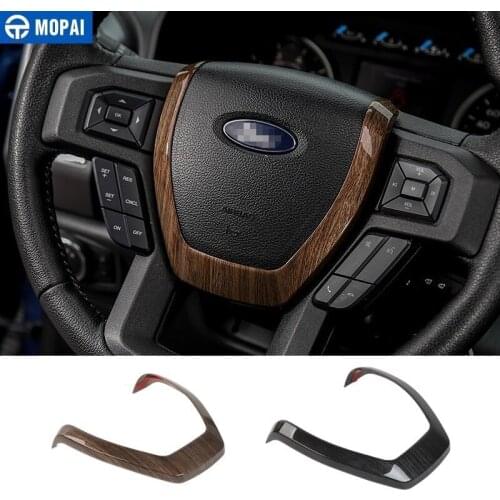 MOPAI ABS Carbon Fiber Stickers Car Interior Steering Wheel Decoration Cover Trim for Ford F150 2015 Up Car Accessories Styling