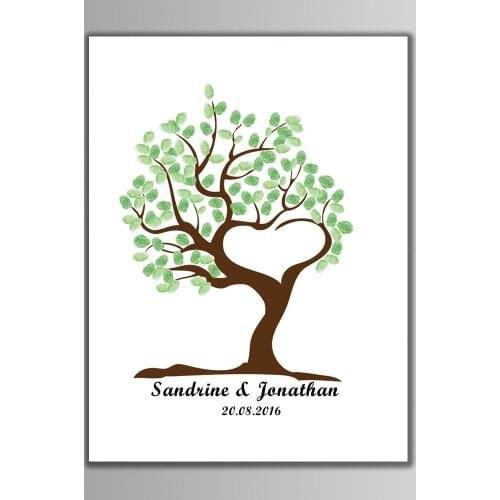 Ynaayu 1pcs Wedding Guestbook Costom Names And Date Tree Sign Wedding Decoration Fingerprint Creative Figure Wedding Decorate
