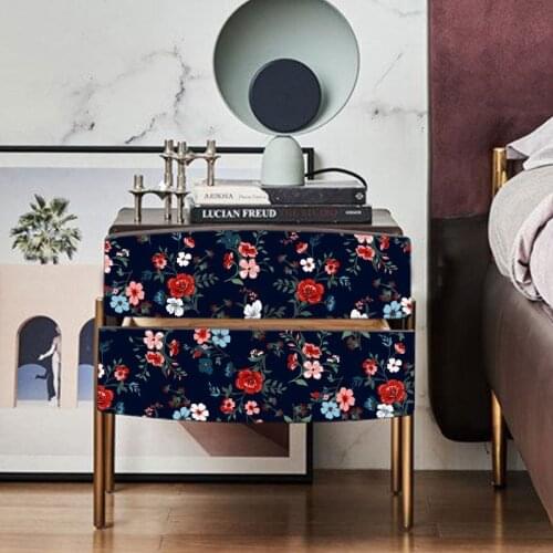 Vintage Flowers Cabinet Stickers Bedroom Sliding Wardrobe Door Refurbishing Sticker Waterproof Self-Adhesive Old Decorative