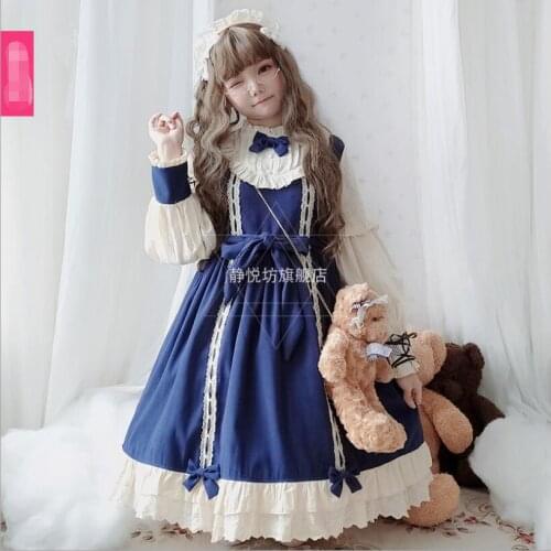 Japanese Kawaii Sweet Beauty OP Dress Court Retro Mori Girl Princess Lolita Dress Cos Loli Tea Club Dress Vestidos