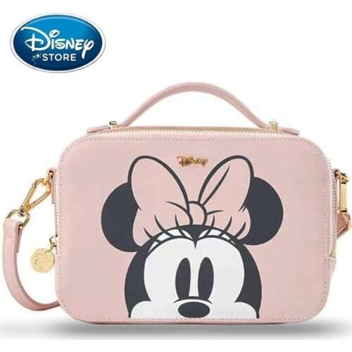 Disney Mickey Mouse Lady Camera Bag Cartoon Cute PU Leather Messenger Soulder Bag Fashion Mickey Minnie Small Handbag Square Bag