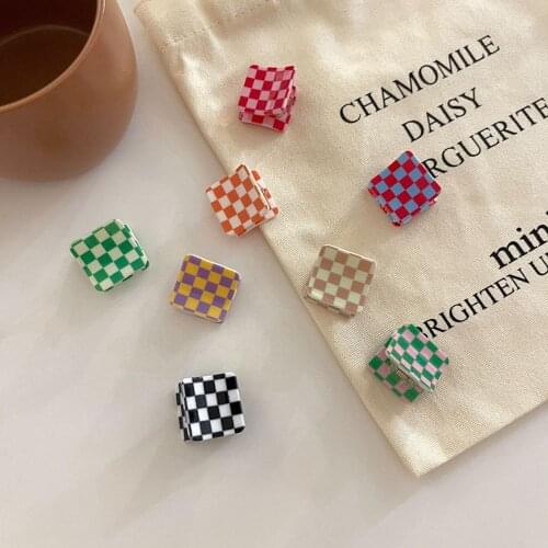 Mini For Women Flower Female Hair Clip Plaid Clamp Clip Small Hair Claw