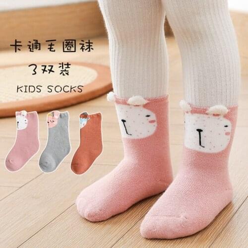 2021 Winter Warm Baby Socks Cartoon Pattern Mid Calf Length Socks Thickened Childrens Apparel Accessories Kids Floor Socks