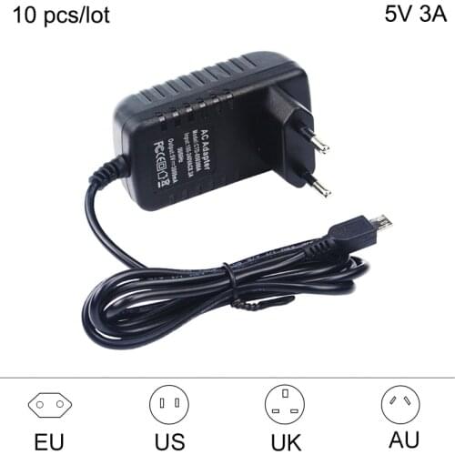 10 pcs/lot 5V 3A Raspberry Pi 3 Power Adapter Supply Charger Micro USB Power Charing for RPI 3 Pi3