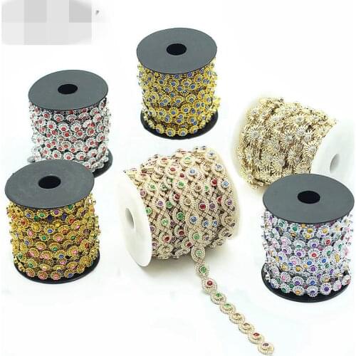 2Yards/Lot Flower Diamond Bling Crystal Ribbon Wrap Trim DIY Home Wedding Cake Party Decorations Gold Silver lace Trimming