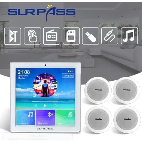 4 Channel In Wall Amplifier Bluetooth Fm Smart Home Audio PA Ceiling Speaker HiFi Stereo Sound Subwoofer Background Music Player