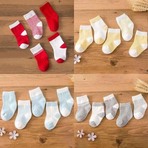 5Pair /lot 2020 New newborn baby socks cotton thin boys and girls baby foot sock