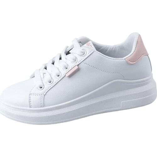 Leather White Flats Girls Summer Breathable Walking Shoes Women Spring Daily Casual Shoes Fashion Sneakers for Travel School