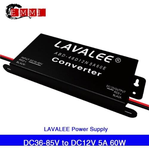 LAVALEE ABD-48D12N5A60E Vehicle LED Screen Power Supply Input DC36~85V To DC 12V 5A 60W Isolated
