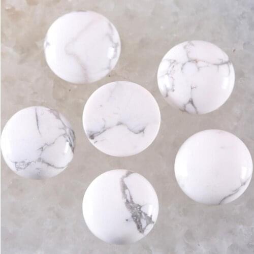 5Pcs 20MM Round Cabochon Stone For Jewelry Making No Hole Flat Back Cabochon Cab Bead Gem White Howlite Pendant Stone Bead K877