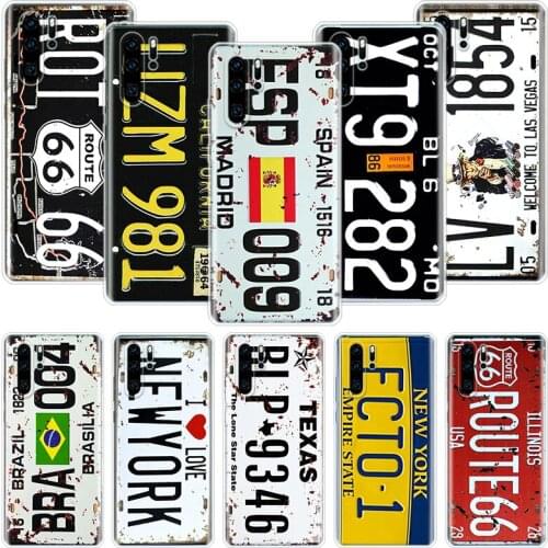 Retro License Plate Number 66 Phone Case For Huawei Honor 10 9 20 9X 8A 8X 8S 7A 7X Lite Pro 10i 20i Y5 Y6 Y7 Y9 2019 Cover Coqu