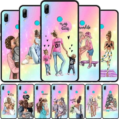 Phone Case for Huawei P Smart Z 2019 P40 P30 Lite E P20 P10 Pro 2020 2021 Soft TPU Black Shell Cover Super Mom Baby