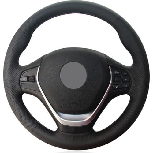 Car Steering Wheel Cover for BMW F20 2012-2018 F45 2014-2018 F34 F30 F31 2013-2017 F32 Hand-stitch Black Alcantara Soft Leather