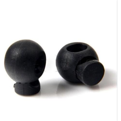 100pcs Black Plastic Shoelace Cord Lock Clamp 2 Hole Toggle Clip Stopper Shoelace Cord Buckles Parts Accessories