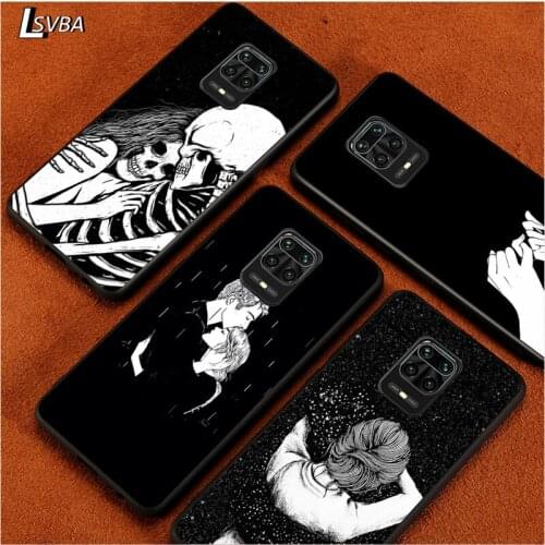 Black Soft Cover Black and white lovers for Xiaomi Redmi Note 9 9S 8 8T 7 7S 6 5A 5 4X 4 Pro Max Prime Phone Case