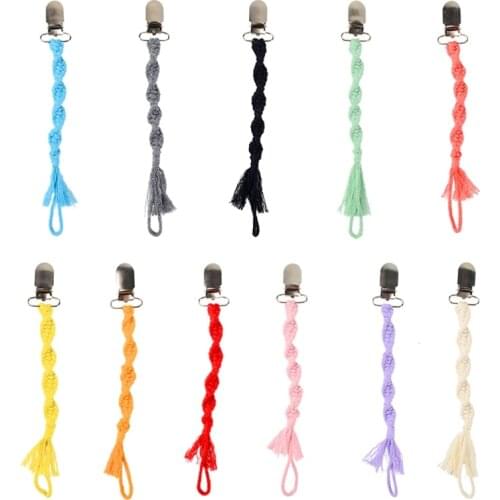 Baby Crochet Pacifier Chain Teething Soother Clip Hand Braided Teether Strap DIY Dummy Nipple Holder Shower Gifts
