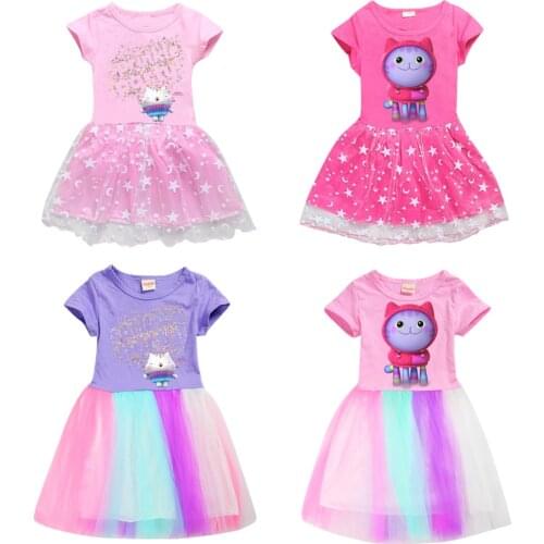 Sprinkle party girls dress girl happy purim birthday party dresses gabby cats summer princess costume halloween clothes for kids