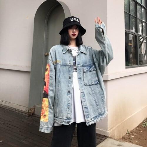 Denim Jacket Ladies Casual Womens Jeans Jacket Loose Womens Autumn Jacket Button Pockets Patchwork Jackets For Women 2021