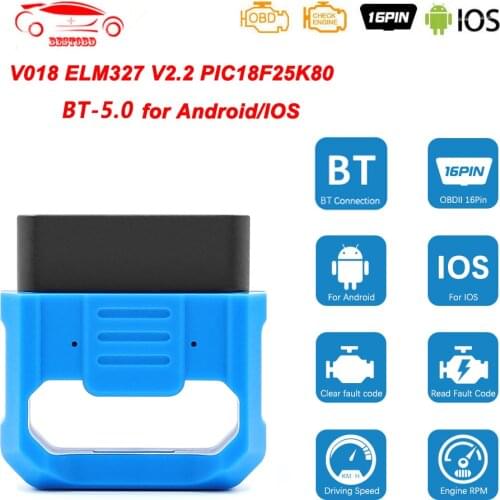 ELM327 PIC18F25K80 V018 V2.2 ELM 327 BT-wireless 5.0 For Android/IOS OBD/EOBD Car Scanner Auto OBD 2 OBD2 Car Diagnostic Tool
