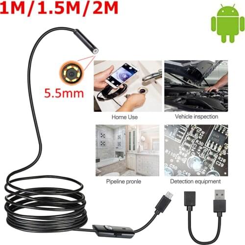 5mm 2m Android Endoscope Camera IP67 Waterproof Support OTG&UVC Smartphone HD Snake Mini Usb Endoscope For Car/PCB/EarDetection