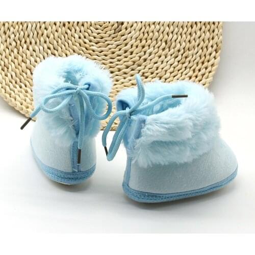 #EW Solid Toddler Shoes Newborn Baby Boy Girls Wool Boots Soft Sole Snow Prewalker Warm Flock Lace-up Shoes обувь для малышей