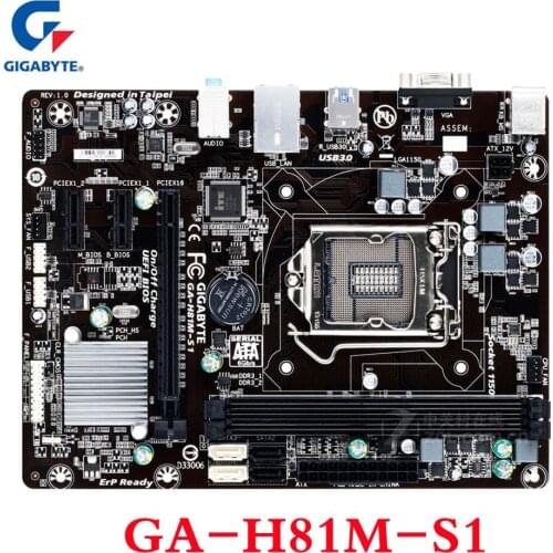 Gigabyte GA-H81M-S1 Motherboard H81 H81M 2x DDR3 16GB H81M-S1 LGA 1150 USB3.0 Desktop SATA III Micro ATX Original Mainboard Used