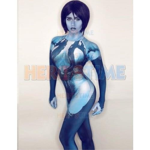 Halo Cortana Cosplay Costume Video Game Girl Cosplay Costume Spandex Games Zentai Bodysuit Freeshipping Custom Made Hot Sale