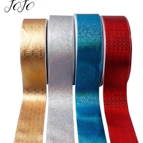 JOJO BOWS 75mm/3" 2y Laser Leather Ribbon Solid Mirror Tape DIY Hair Bows Gift Wrapping Home Decoration Handmade Crafts Supplies