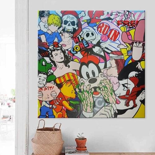 Lichtenstein Pop Art Cartoon Oil painting on canvas Hand-painted Wall Art Picture for living Room Andy Warhol home decor 12