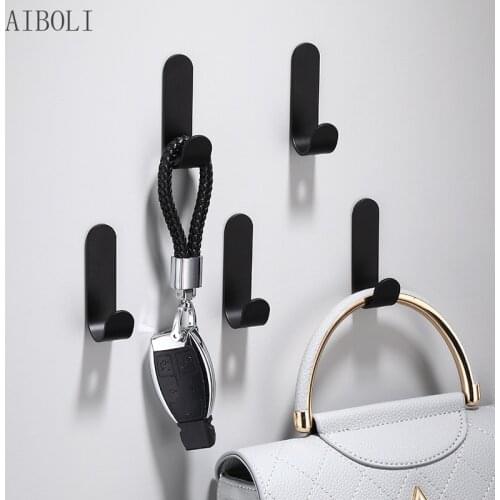 1PCS Black White Matt Towel Hook Bathroom Wall Hook Kitchen Bag Hanger for Towel Clothes Hanger Organizer Bath Accessories