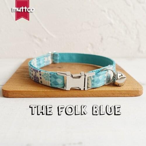 MUTTCO Retailing high quality handmade collar fashionable Sapphire THE FOLK BLUE cat collar UCC023