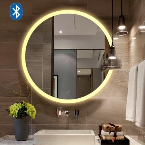 Bluetooth Music Wall Mirror LED Bathroom Makeup Mirror Intelligence Display HD illuminated bathroom Mirrors moisture-proof Board